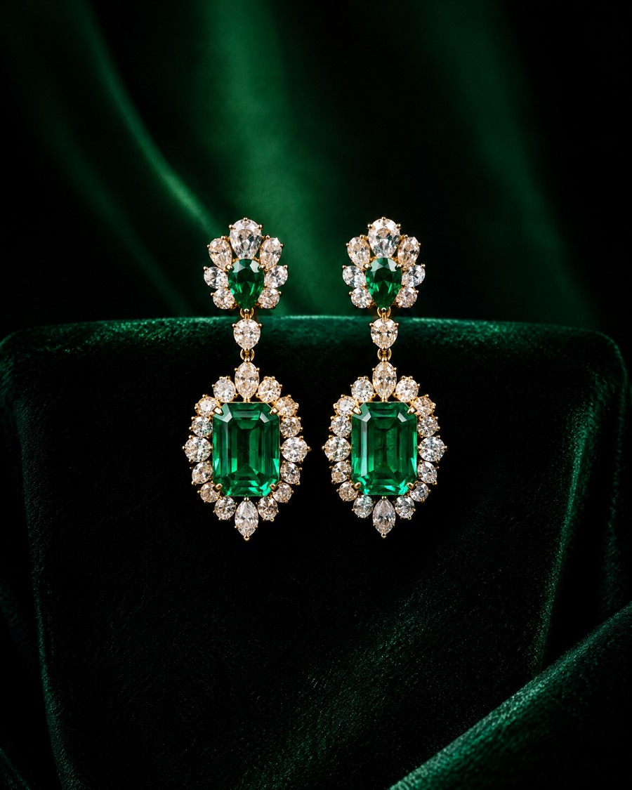 Boucles d'oreilles en émeraude